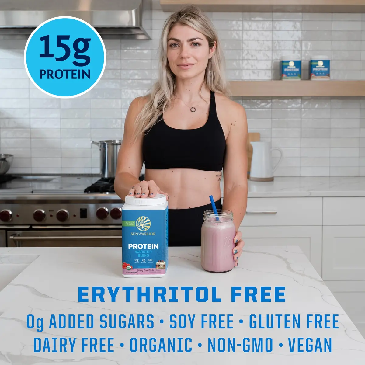 Sunwarrior Vegan Organic Protein Powder Plant-Based | Berry 30 Servings | BCAA & Hemp Seed - view 5