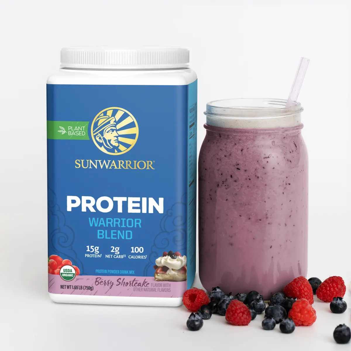 Sunwarrior Vegan Organic Protein Powder Plant-Based | Berry 30 Servings | BCAA & Hemp Seed - view 6