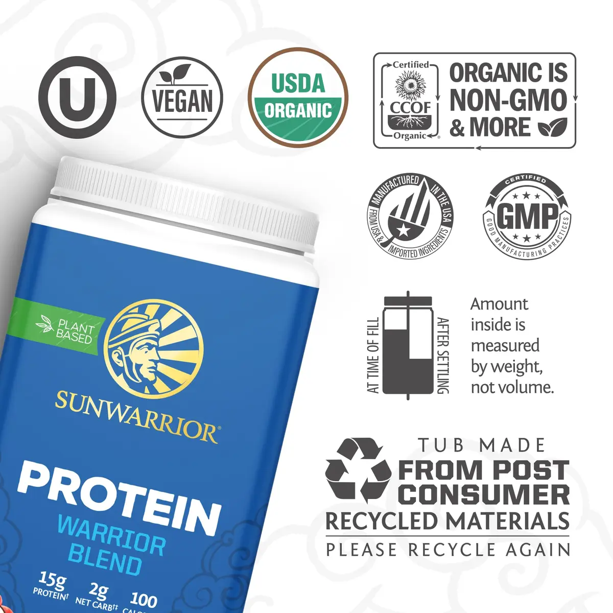 Sunwarrior Vegan Organic Protein Powder Plant-Based | Berry 30 Servings | BCAA & Hemp Seed - view 3