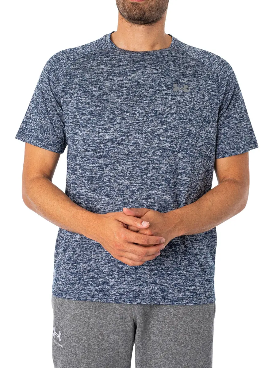 Under Armour Men's Tech 2.0 Short-Sleeve T-Shirt Academy Blue (409)/Steel Large | Moisture-Wicking & Quick-Dry Athletic Fit - view 2