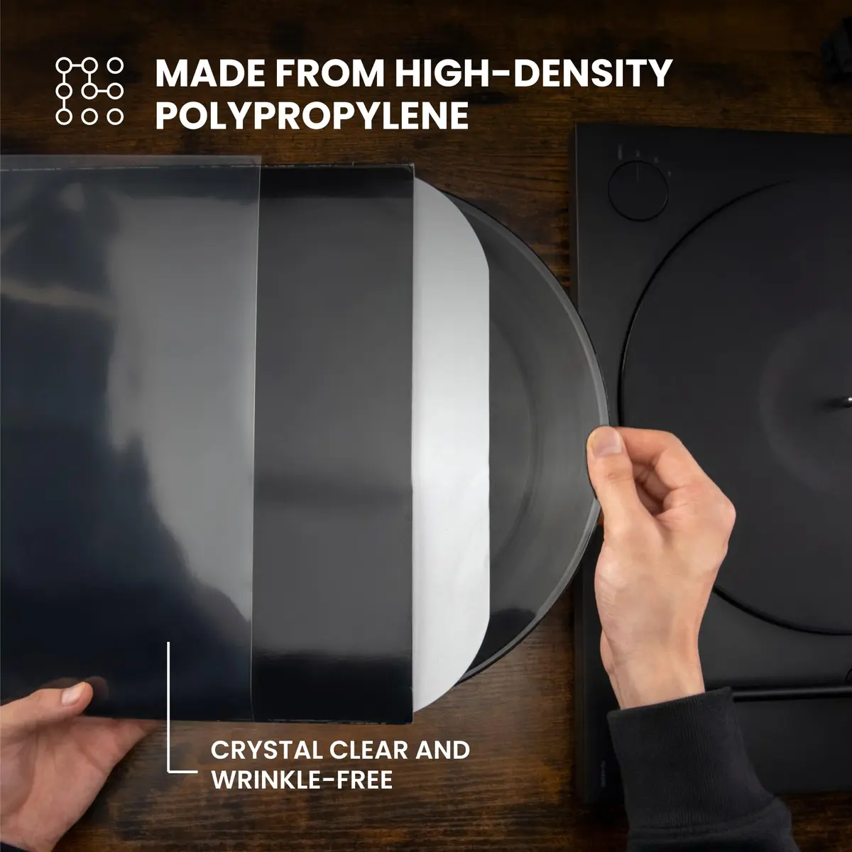 Big Fudge 12" Vinyl Record Sleeves - Outer Sleeves 100 Pack - Crystal Clear High-Density Polypropylene Vinyl Covers - view 4