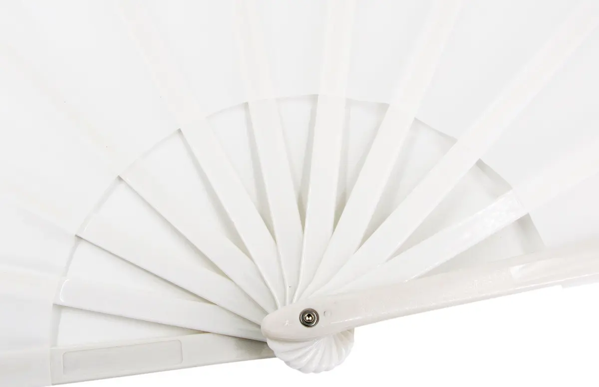 Amajiji Large Folding Hand Fan White 35cm (13.78 inches) | Rave Fan for Dance & Festivals - view 4