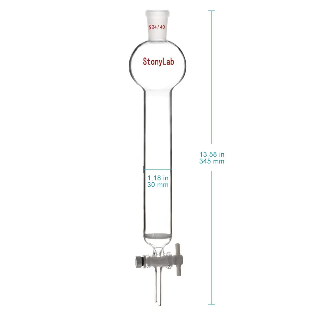 stonylab Borosilicate Glass Chromatography Column with Reservoir and Fritted Disc, 100ml | Lab Instrument for Precise Separation - view 2