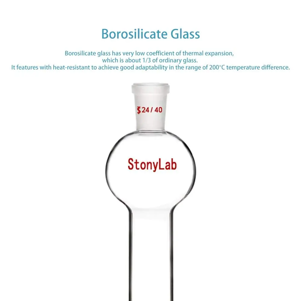 stonylab Borosilicate Glass Chromatography Column with Reservoir and Fritted Disc, 100ml | Lab Instrument for Precise Separation - view 3