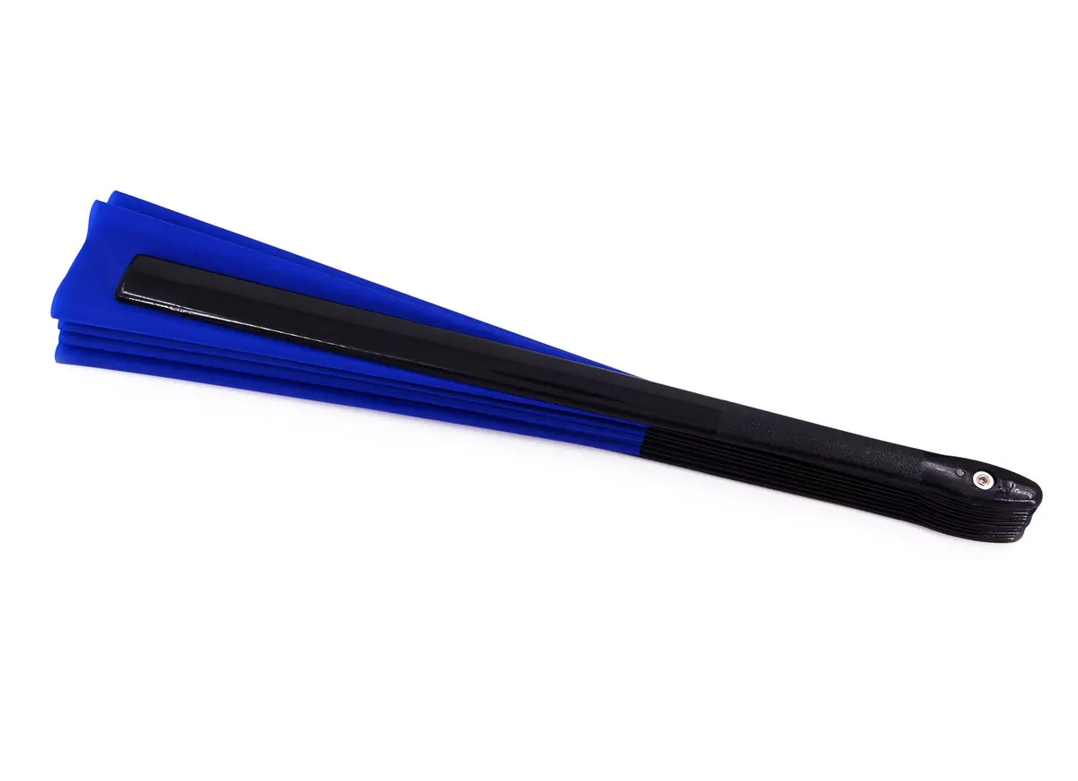 Amajiji Large Folding Fan Blue Nylon-Cloth Plastic Frame 35cm (13.78") | Quick-Open Handheld Fan for Dance & Festivals - view 7