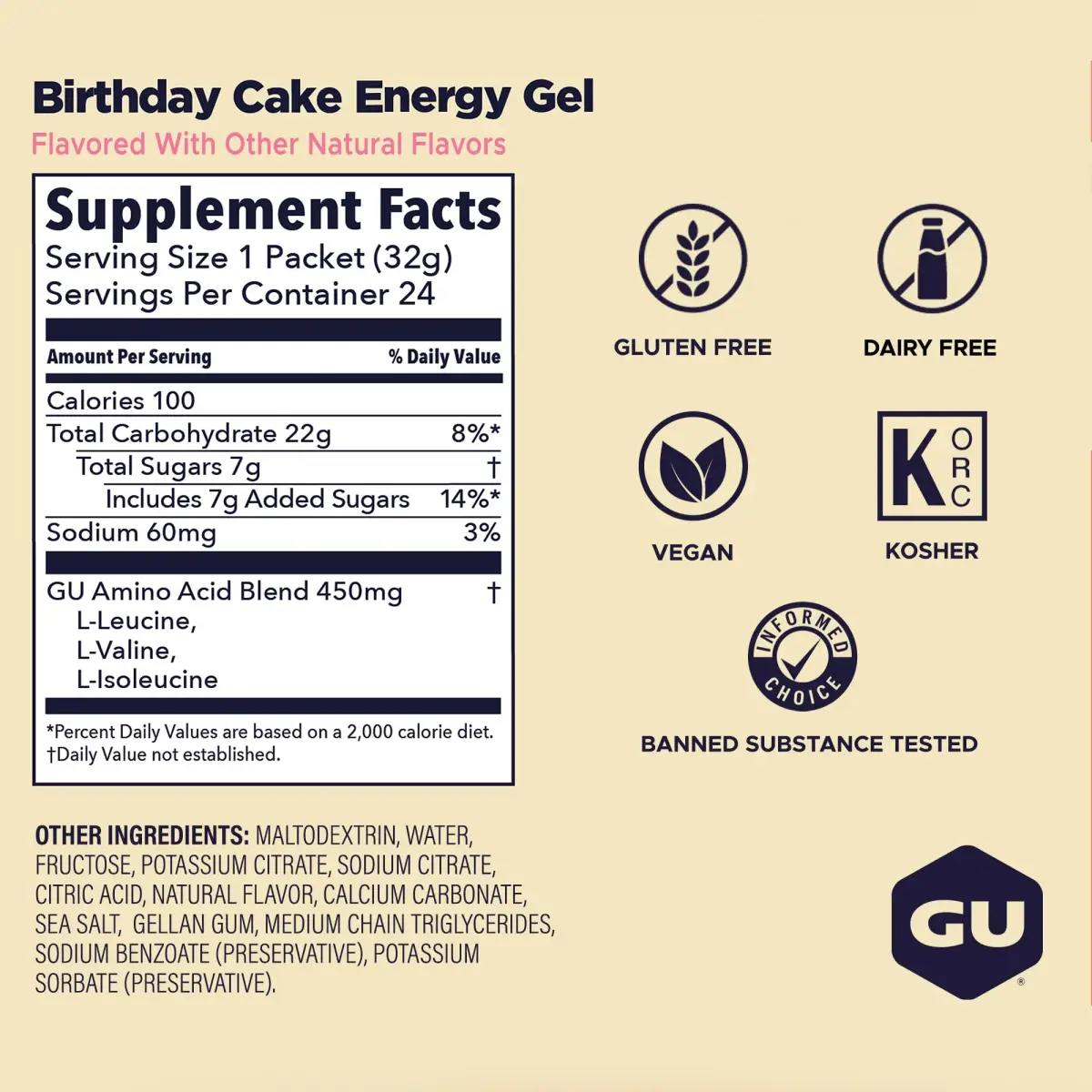 GU Energy Original Energy Gels Birthday Cake 24 Count | Dual Source Energy for Athletes - view 3