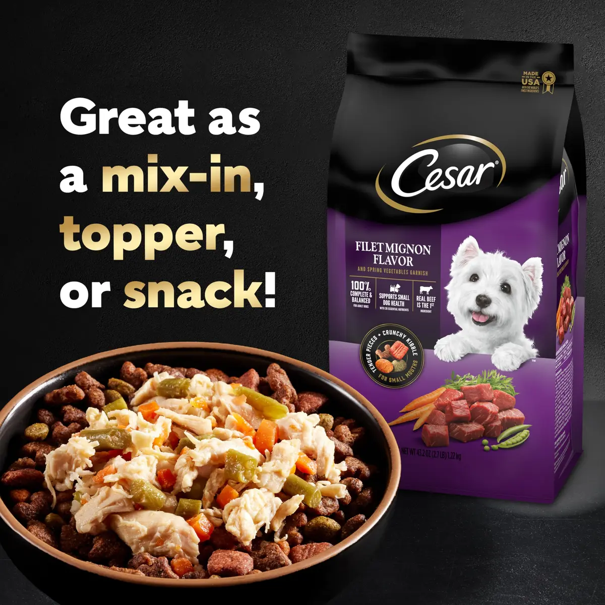 Cesar Simply Crafted Dog Food Toppers, Chicken & Green Beans, 1.3 oz, 10 ct | Real Chicken & Veggies, Easy to Digest - view 9