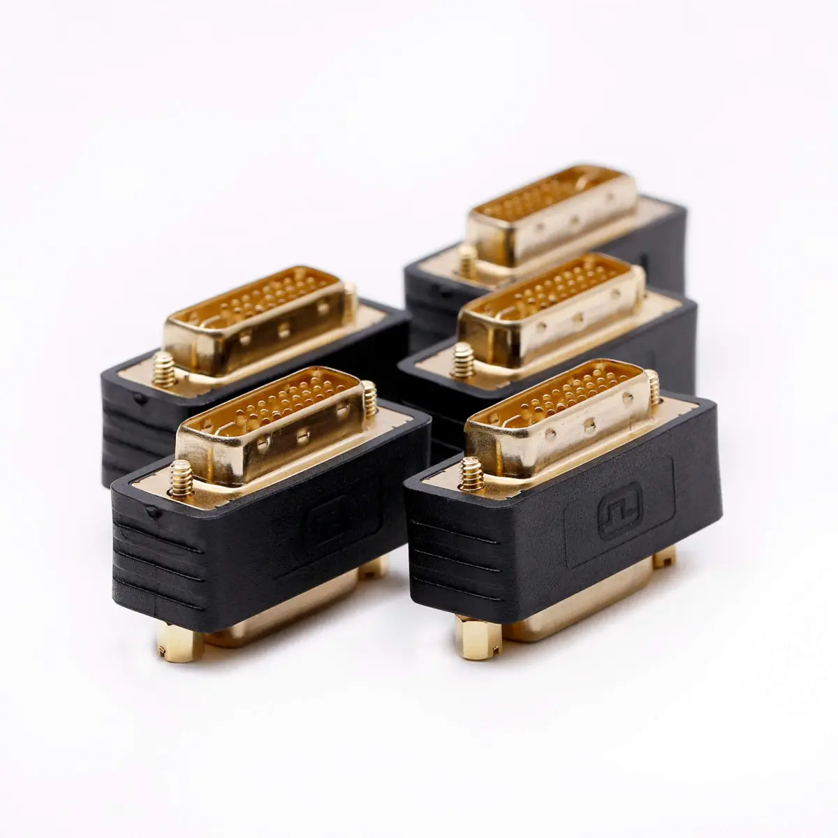 Arnorin Gold Plated DVI-D Male to DVI-I Female Port Saver Adapter 5 Pack | Protects Ports & Prevents Cable Stress - main product image