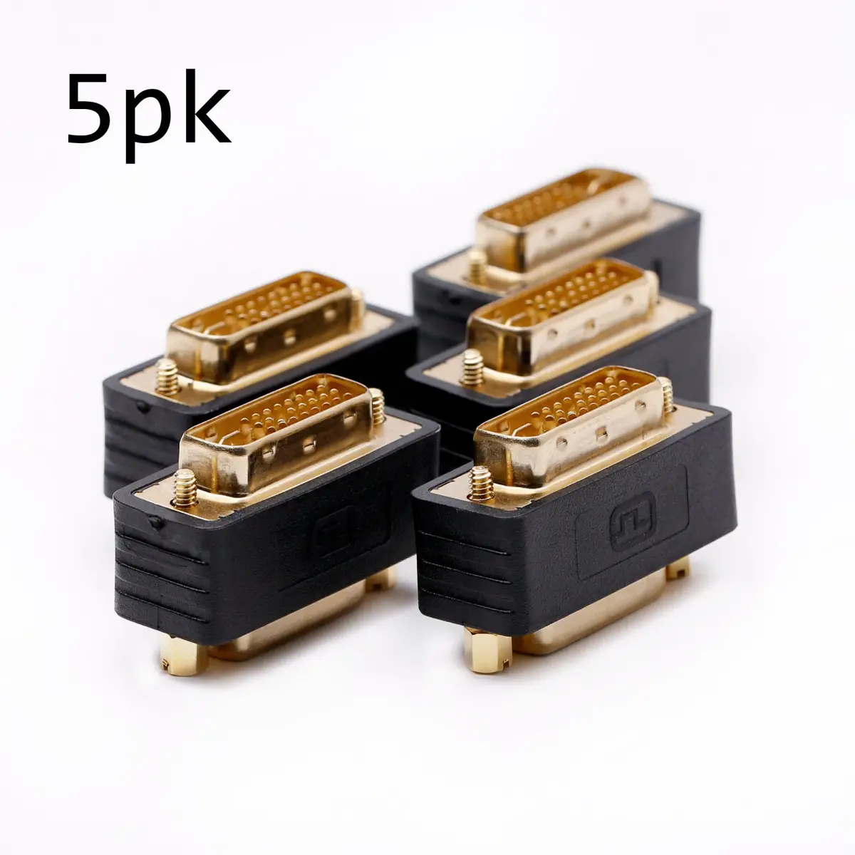 Arnorin Gold Plated DVI-D Male to DVI-I Female Port Saver Adapter 5 Pack | Protects Ports & Prevents Cable Stress - view 2