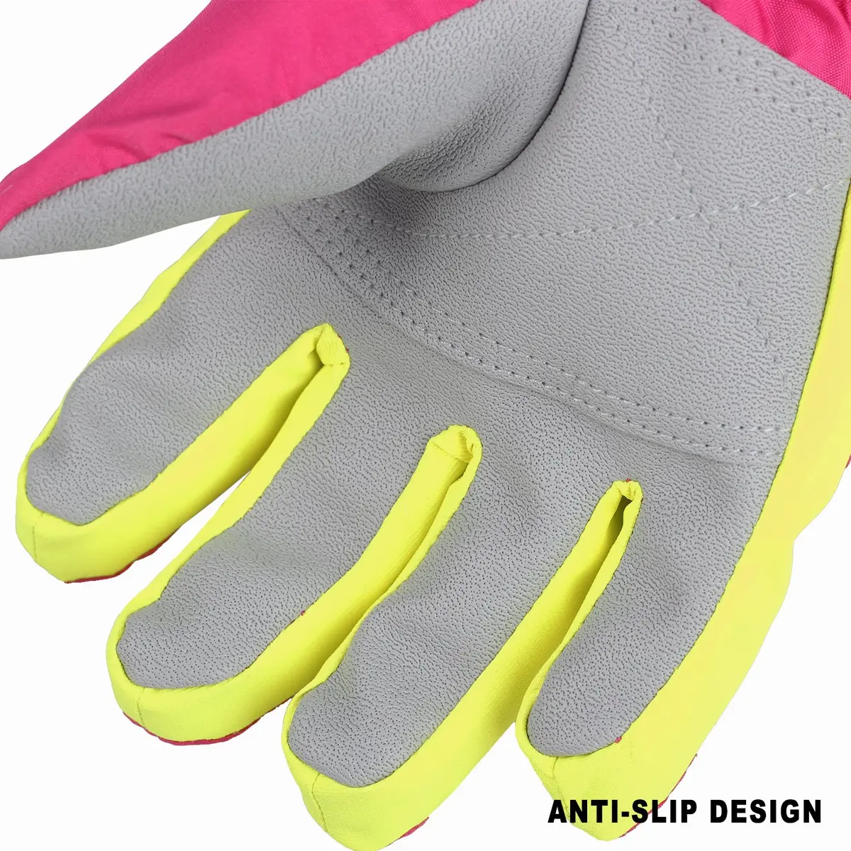 AMYIPO Kids Winter Snow Ski Gloves for Boys Girls 8-9 Years (Pink) | Waterproof & Windproof Fleece Lined - view 3