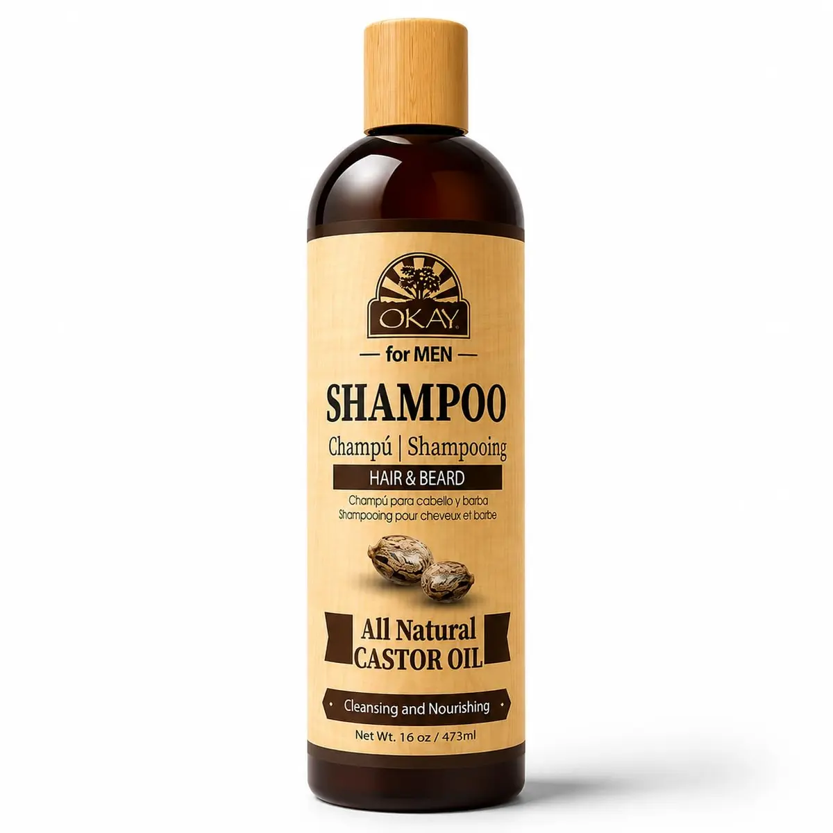 OKAY Men's Castor Oil Shampoo 16 oz | Sulfate-Free, Nourishing & Masculine Scent - main product image