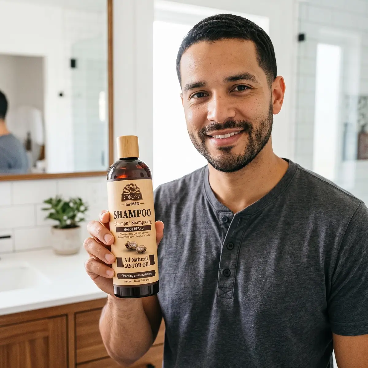 OKAY Men's Castor Oil Shampoo 16 oz | Sulfate-Free, Nourishing & Masculine Scent - view 5
