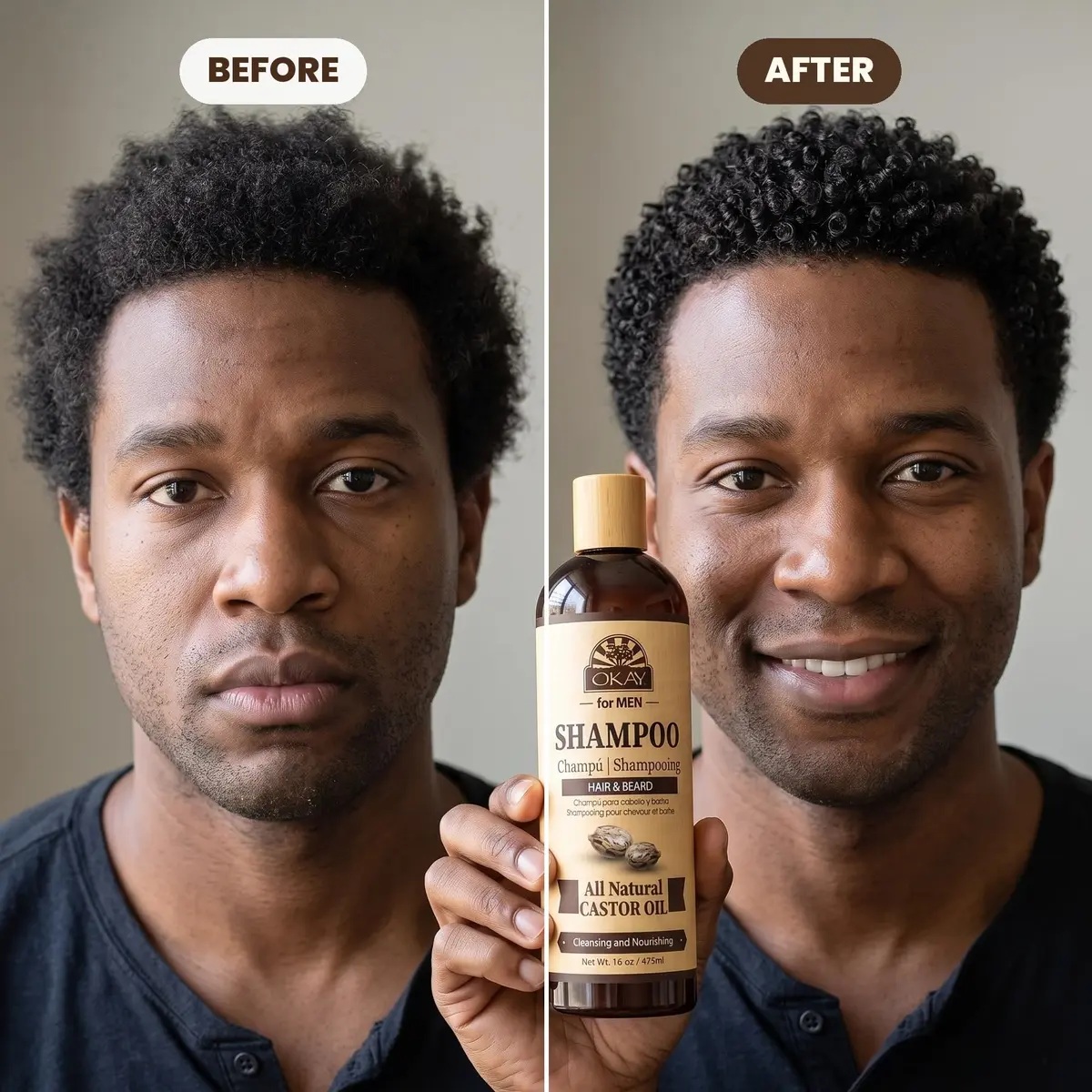 OKAY Men's Castor Oil Shampoo 16 oz | Sulfate-Free, Nourishing & Masculine Scent - view 6
