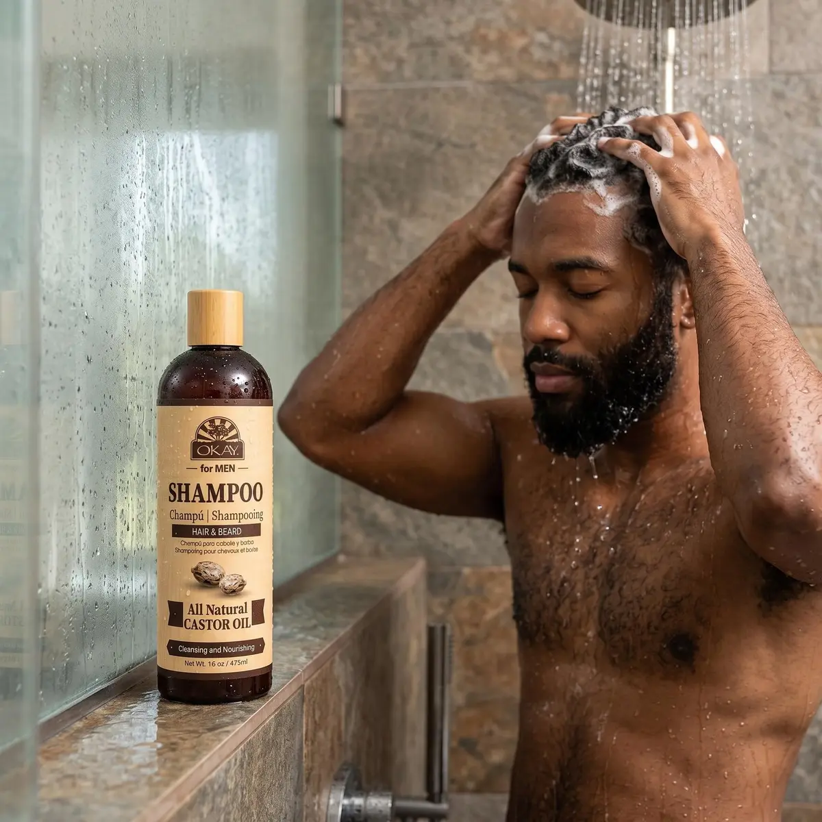OKAY Men's Castor Oil Shampoo 16 oz | Sulfate-Free, Nourishing & Masculine Scent - view 7
