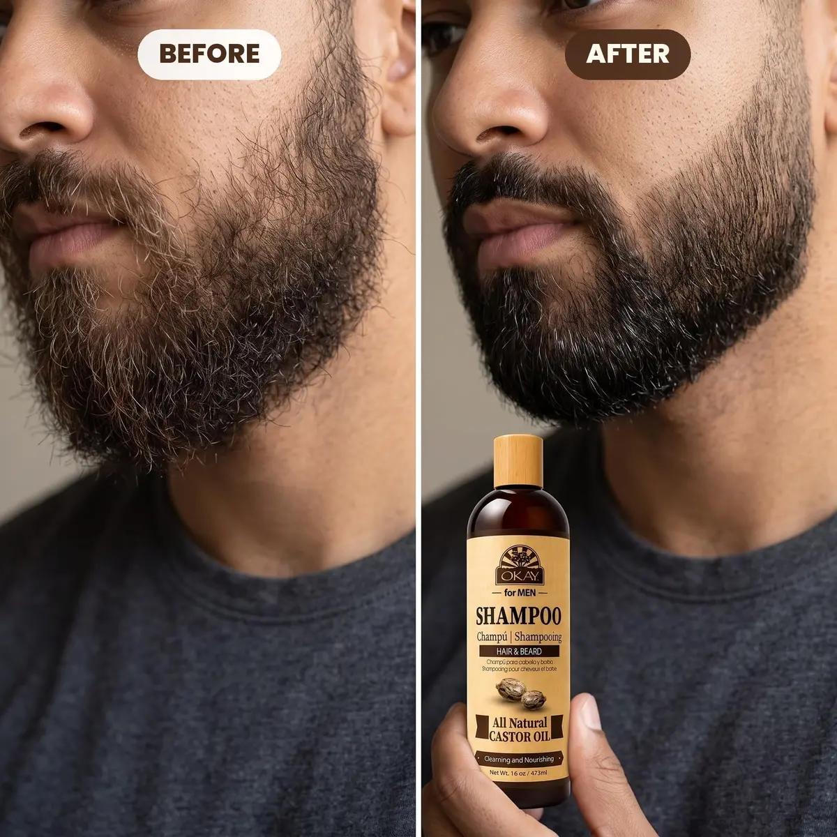 OKAY Men's Castor Oil Shampoo 16 oz | Sulfate-Free, Nourishing & Masculine Scent - view 4