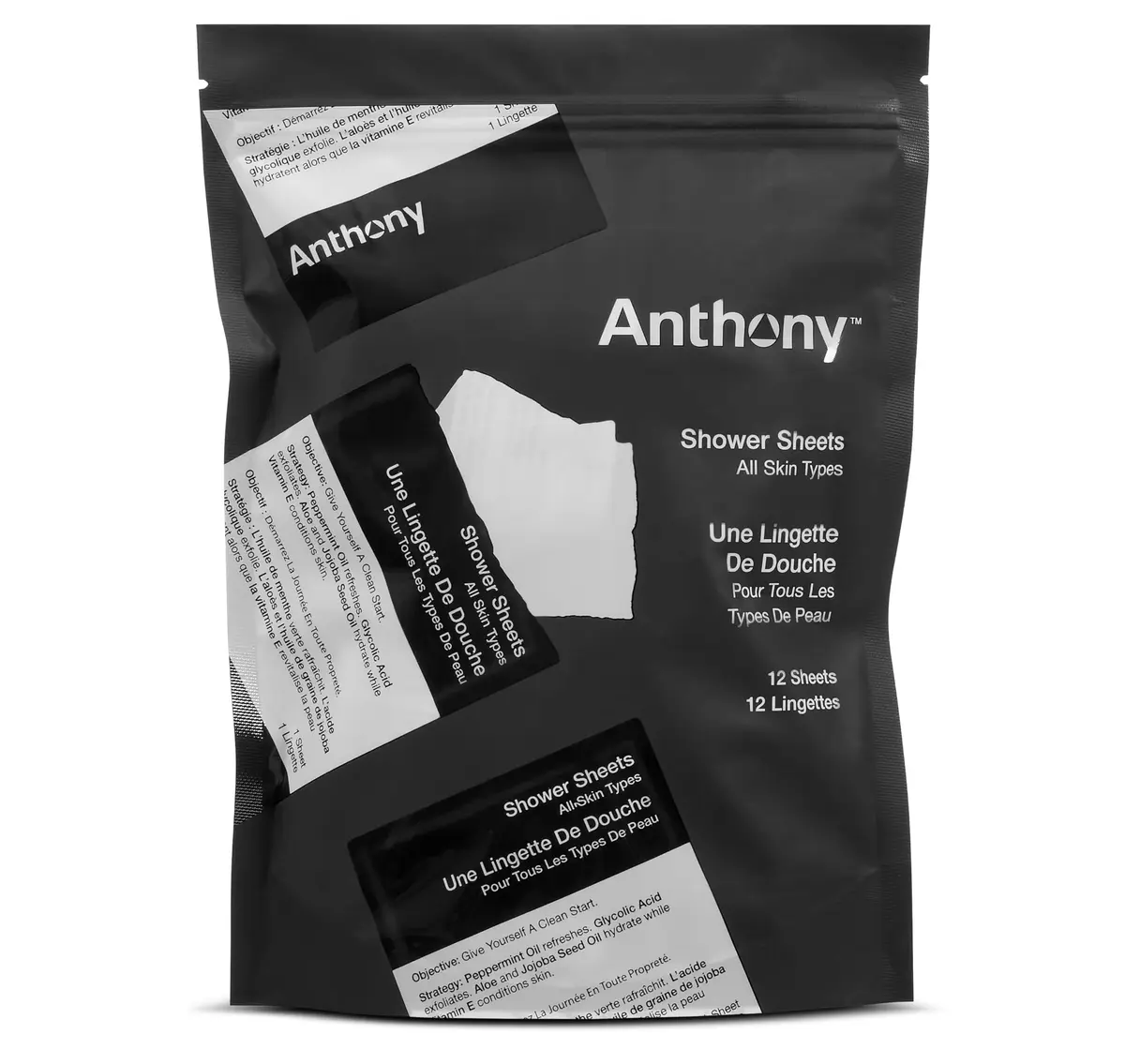 Anthony Body Wipes, 12 Count | No-Rinse Body Cleansing Wipes for Travel & Outdoors - main product image