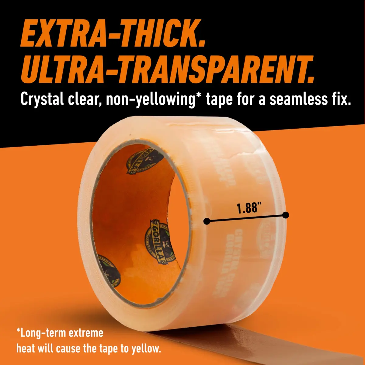 Gorilla Crystal Clear Tape 1.88 inch x 18 yd (54 ft) | Weather Resistant for Indoor/Outdoor Projects - view 6