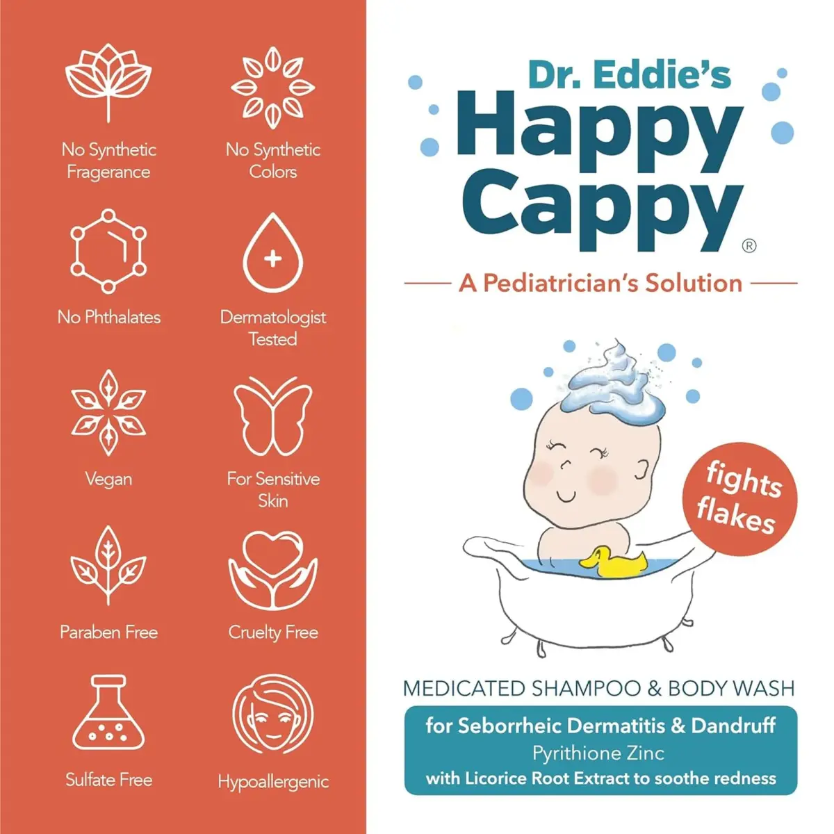 Happy Cappy Medicated Baby Shampoo and Body Wash 237ml (8 Fl Oz) | Pediatrician-Formulated for Dandruff & Cradle Cap - view 3