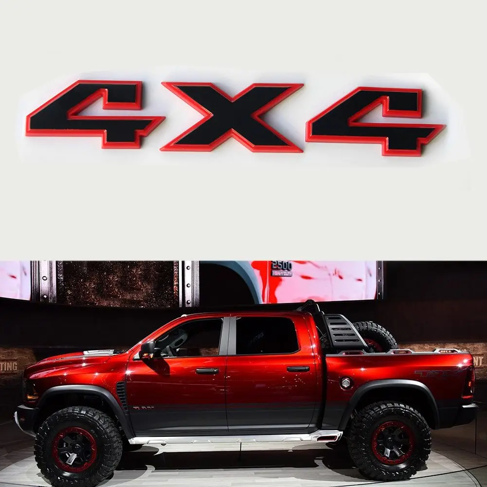 Yoaoo Vehicle Emblem 4x4 Badge 8.5" x 1.5" Gloss Red Frame | OEM 2007-2018 - view 3