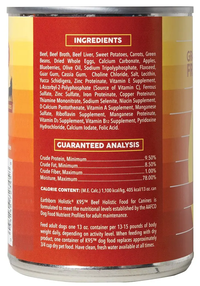Earthborn Holistic K95 Beef Recipe Grain-Free Canned Dog Food 13 oz Can | 95% Real Beef, Grain-Free Nutrition - view 8