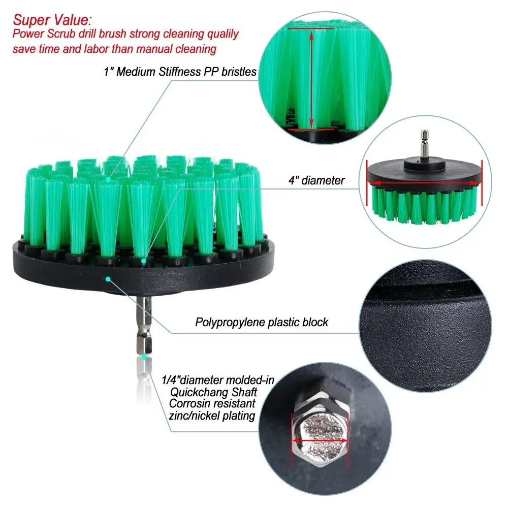 HIFROM 4-Inch Medium Duty Drill Brush Attachment | Cleans Tile, Grout, Showers, and More - view 6