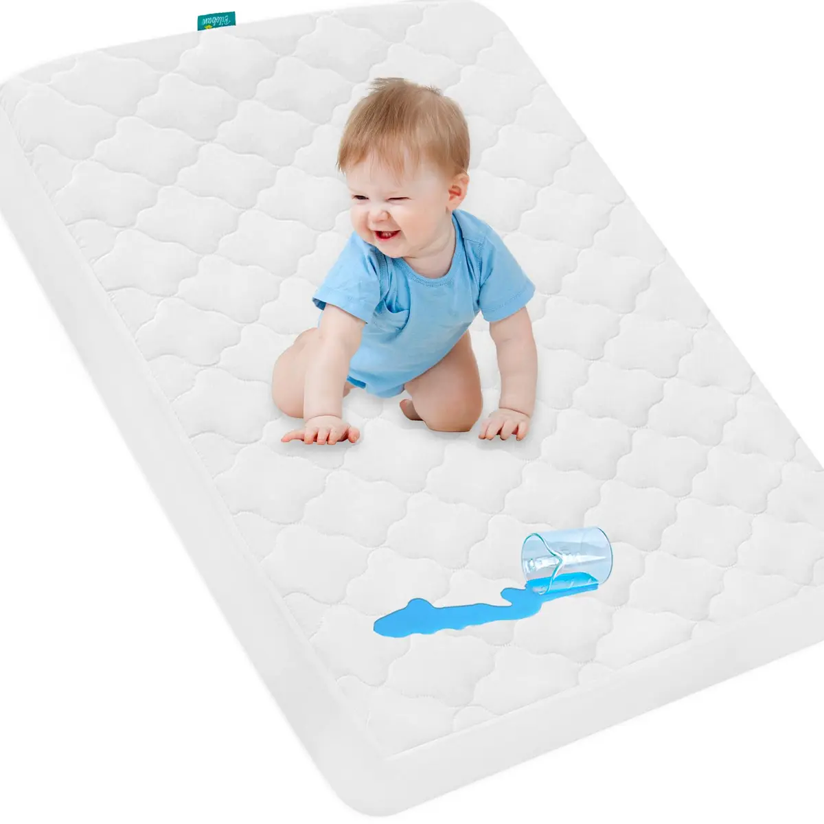 Biloban Pack and Play Mattress Protector Pad 38 x 26 Inch (96.5 x 66 cm) | Waterproof Fitted Sheet for Graco Playards - main product image