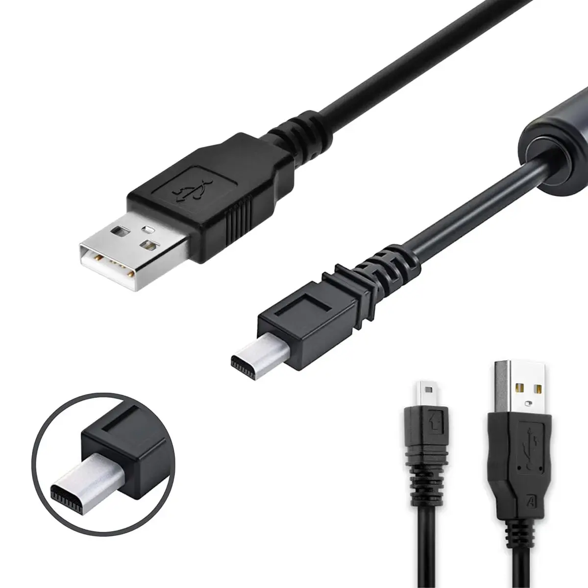 Wetco Black 8-Pin Mini USB Cable 1.5m (4.9ft) | USB 2.0 Data Transfer - main product image