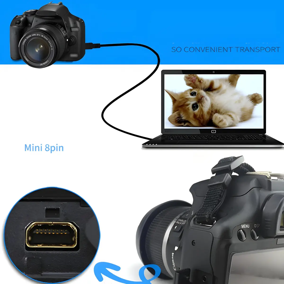 Wetco Black 8-Pin Mini USB Cable 1.5m (4.9ft) | USB 2.0 Data Transfer - view 6