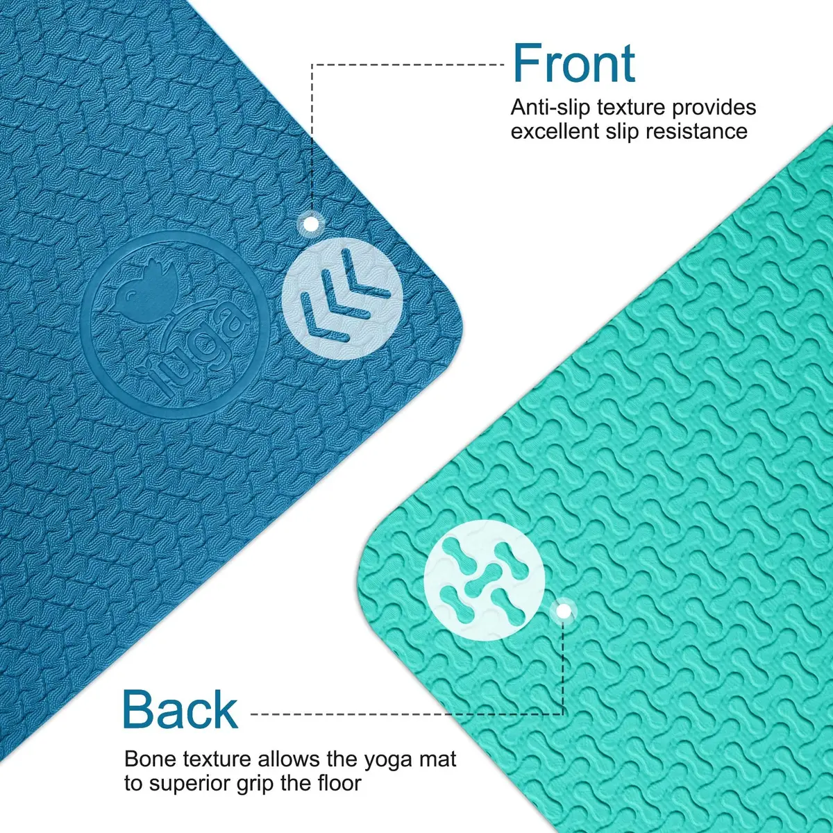 IUGA Yoga Mat Thick Non Slip Anti-tear Pilates Mat 72" x 24" x 6mm | Eco Friendly Workout Support - view 3