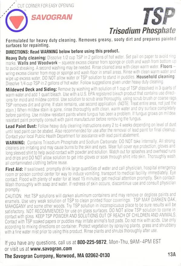 Savogran Trisodium Phosphate (TSP) 16oz Pack of 12 | Heavy-Duty Cleaning Powder - view 5