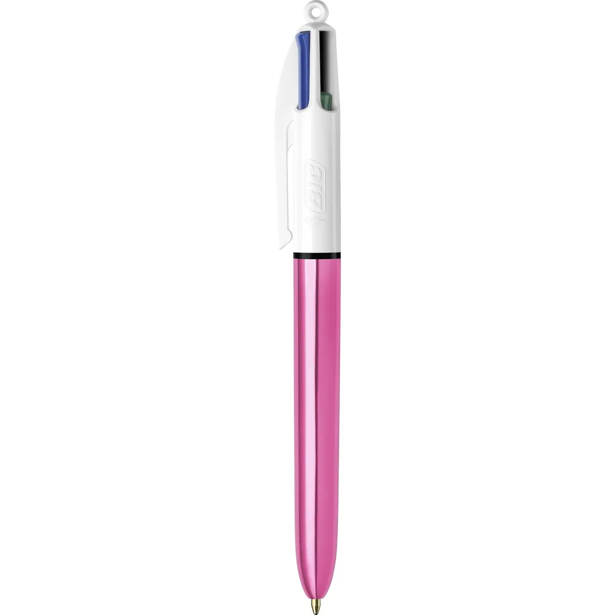 BIC 4 Colours Shine Ballpoint Pens - Box of 12 - Metallic Pink Body with 4 Ink Colours (Blue, Black, Red, Green) | Refillable, Precise, Vibrant - view 2