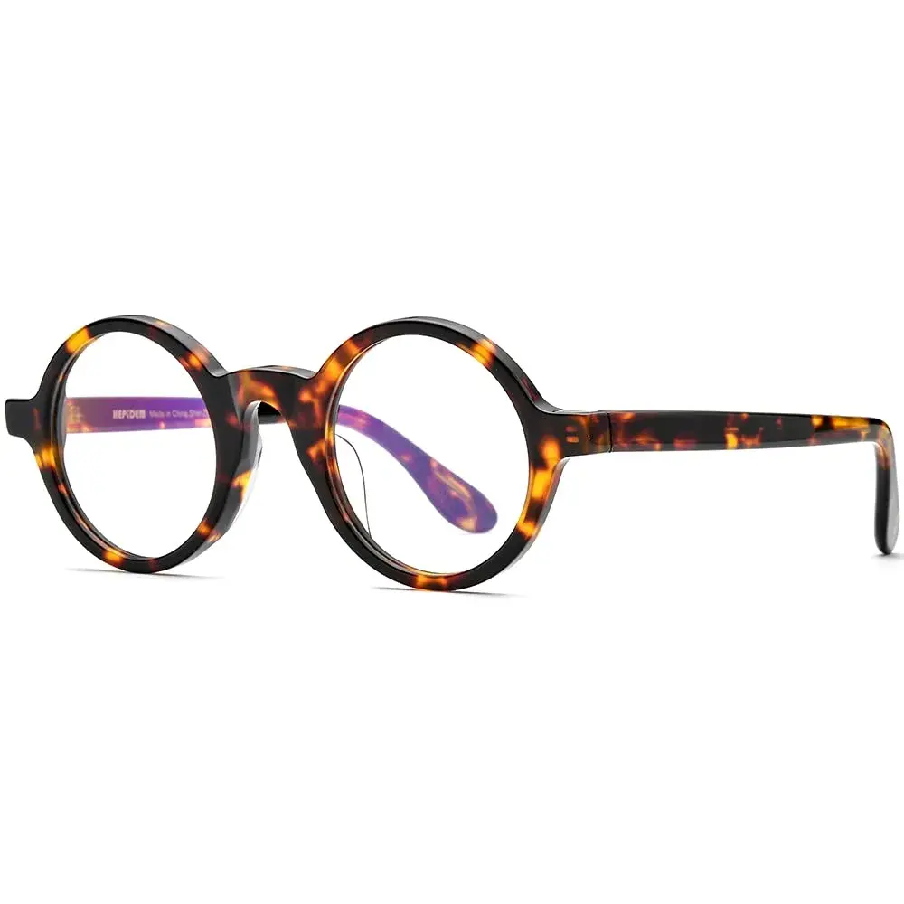 HEPIDEM Vintage Round Optical Glasses Frame 42mm Lens Width | Acetate Full Rim - view 5