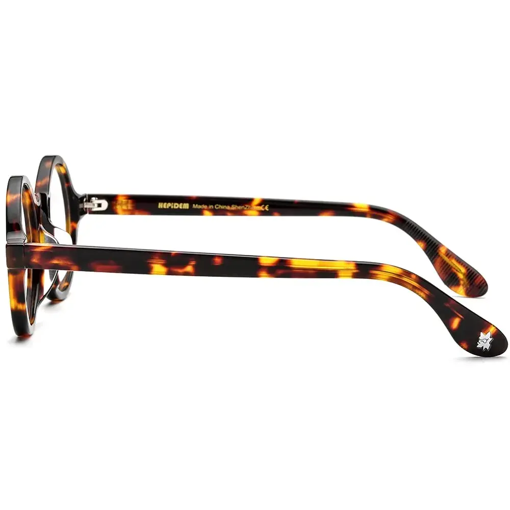 HEPIDEM Vintage Round Optical Glasses Frame 42mm Lens Width | Acetate Full Rim - view 6