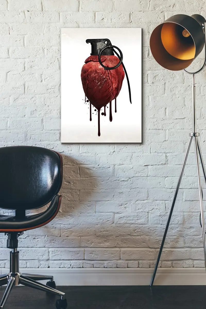 Cortesi Home 'Heart Grenade' Canvas Wall Art 18"x26" | Digital Art, Bleeding Heart Design - view 5