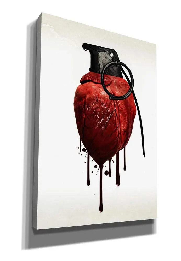 Cortesi Home 'Heart Grenade' Canvas Wall Art 18"x26" | Digital Art, Bleeding Heart Design - view 2
