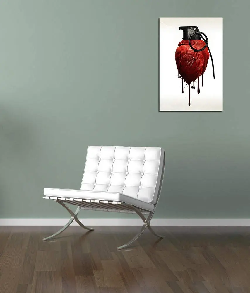 Cortesi Home 'Heart Grenade' Canvas Wall Art 18"x26" | Digital Art, Bleeding Heart Design - view 3