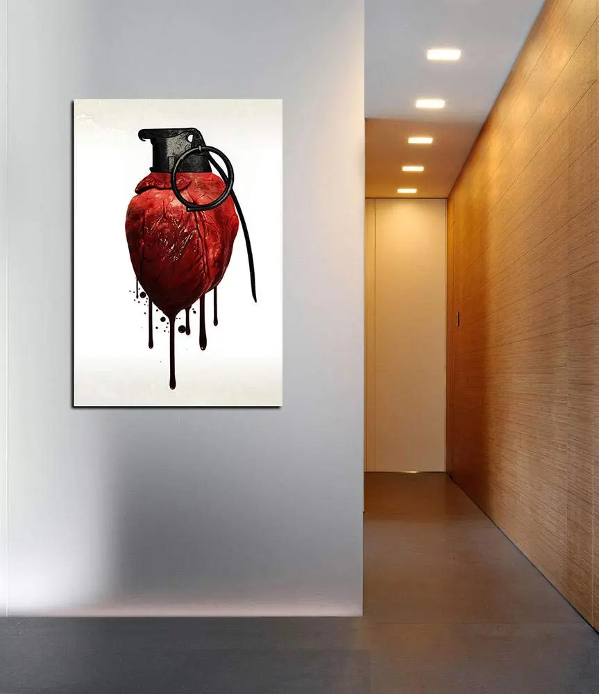 Cortesi Home 'Heart Grenade' Canvas Wall Art 18"x26" | Digital Art, Bleeding Heart Design - view 4