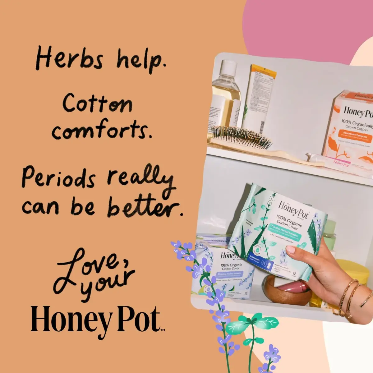 The Honey Pot Company Cooling Herbal Panty Liners 30 Count | Hypoallergenic & Fragrance-Free for Sensitive Skin - view 8