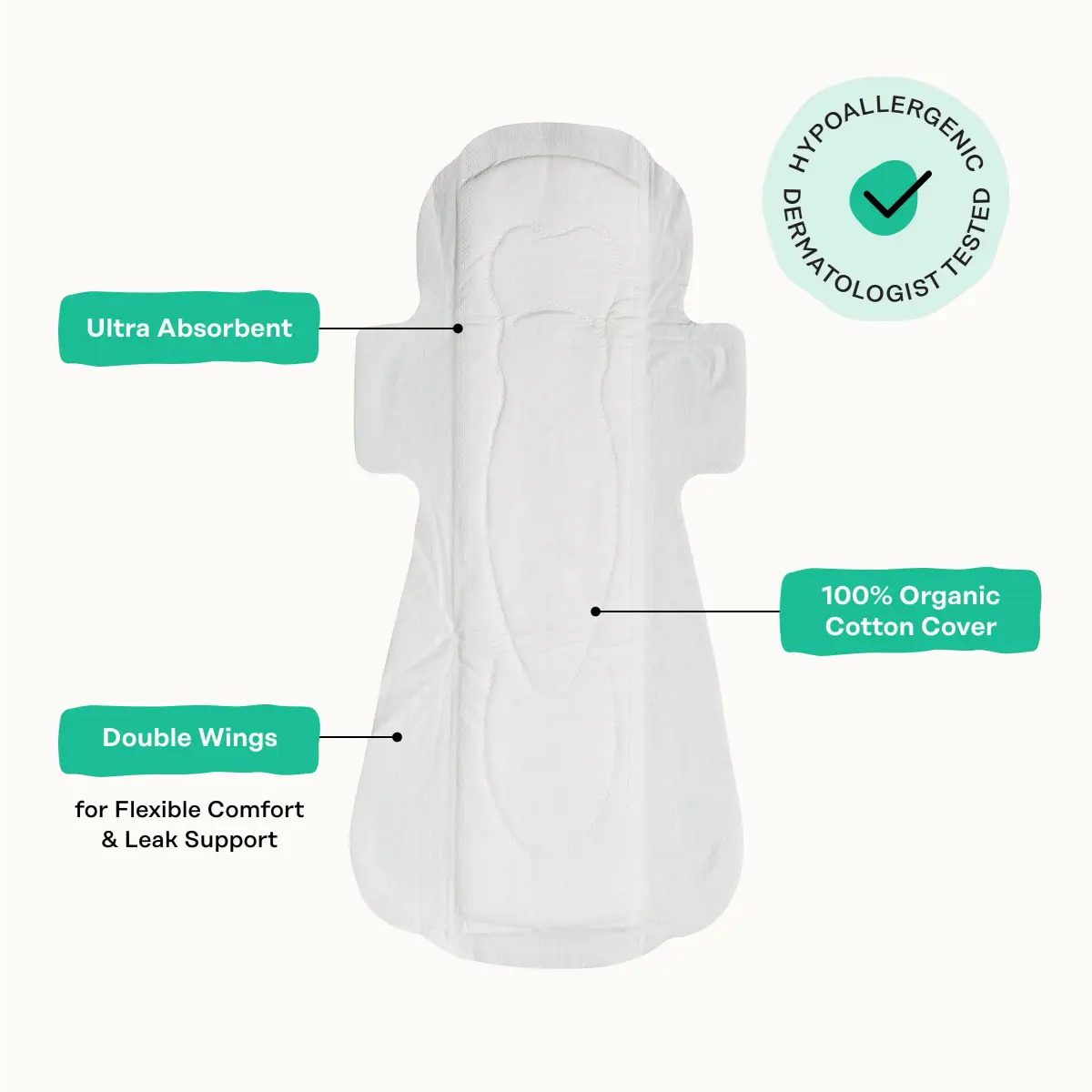 The Honey Pot Company Cooling Herbal Overnight Pads with Wings 12 Count (33cm) | Dermatologist Tested for Sensitive Skin - view 5