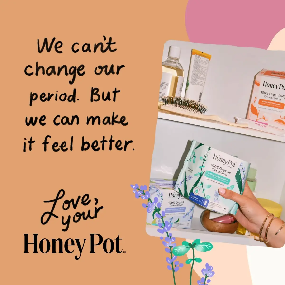The Honey Pot Company Cooling Herbal Overnight Pads with Wings 12 Count (33cm) | Dermatologist Tested for Sensitive Skin - view 8