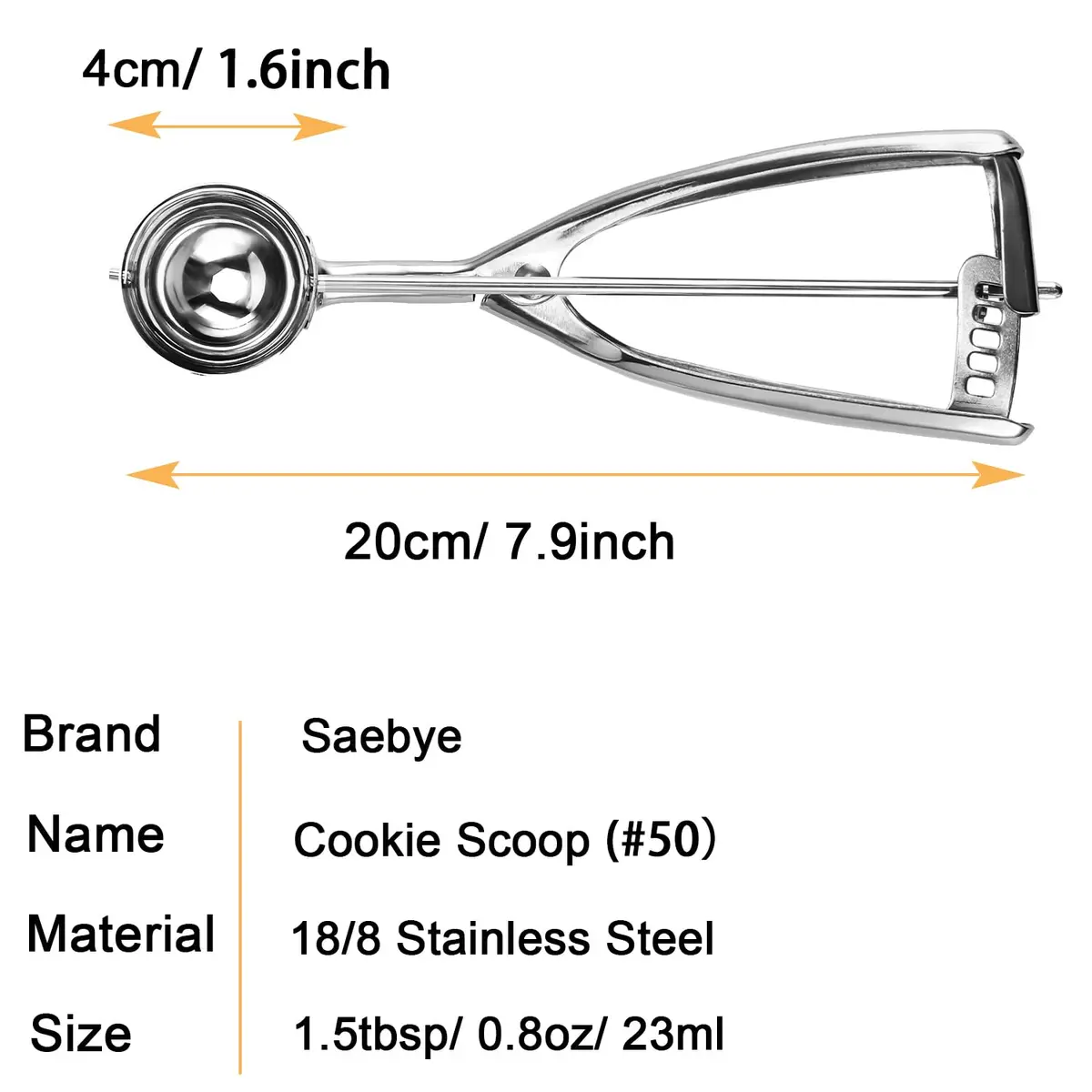 Saebye Small Cookie Scoop 1.5 Tbsp / 0.8 OZ | Food Grade Stainless Steel Kitchen Tool - view 2