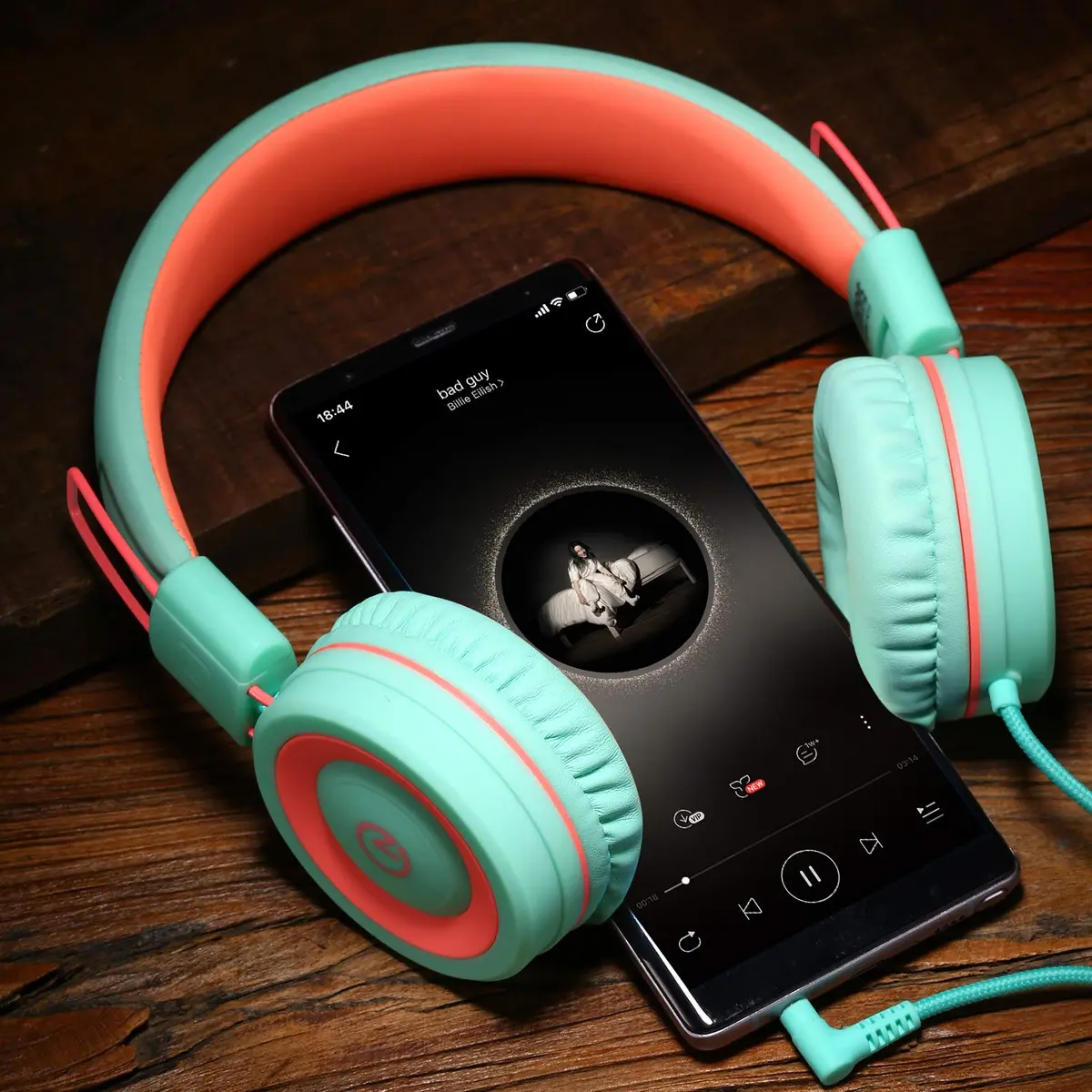noot products K11 Kids Wired On-Ear Headphones Mint | 5ft Tangle-Free Cord - view 7