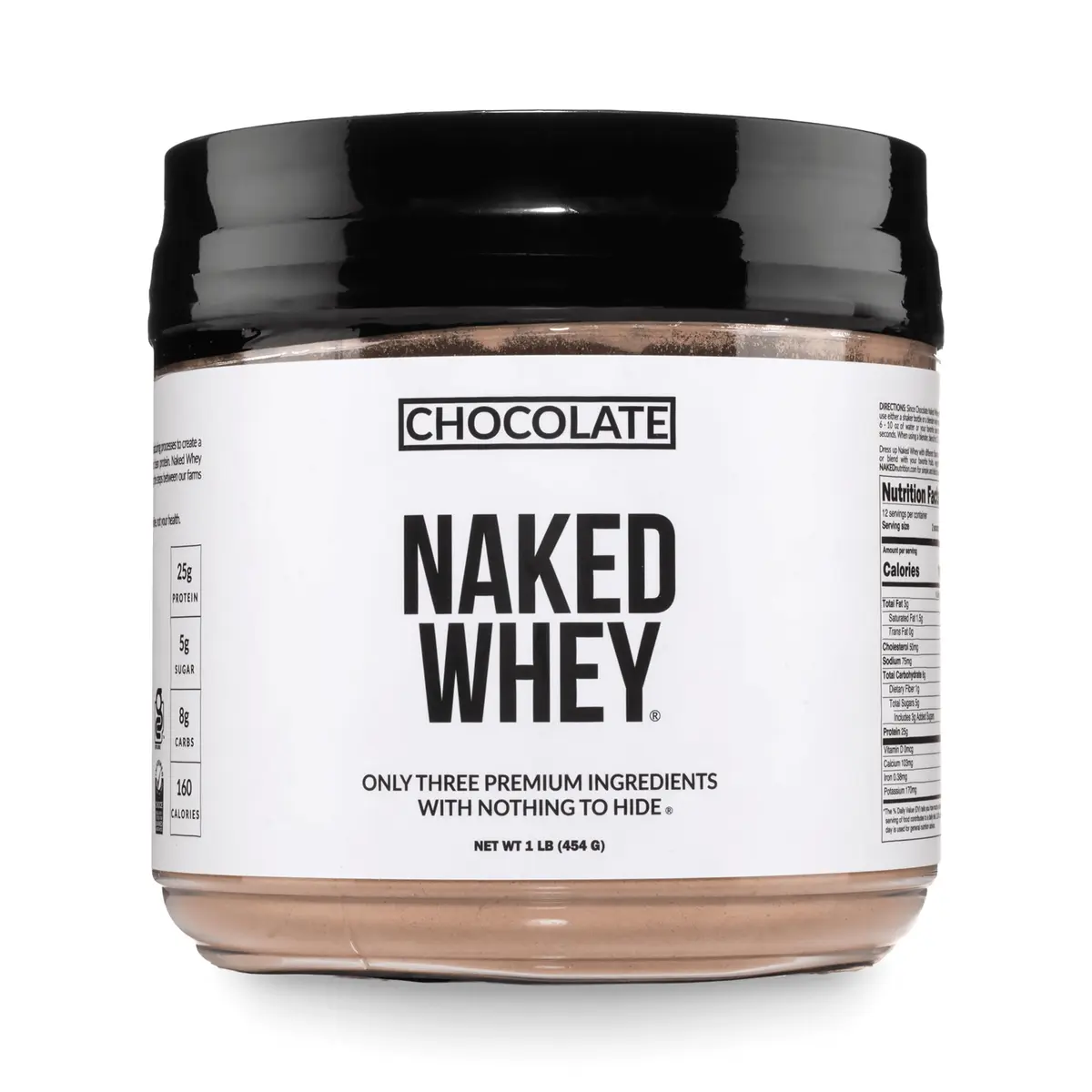 NAKED Chocolate Whey Protein Powder 1LB (454g) | NSF Certified Grass Fed Protein for Muscle Recovery - main product image