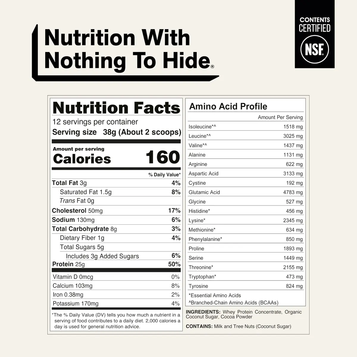 NAKED Chocolate Whey Protein Powder 1LB (454g) | NSF Certified Grass Fed Protein for Muscle Recovery - view 5