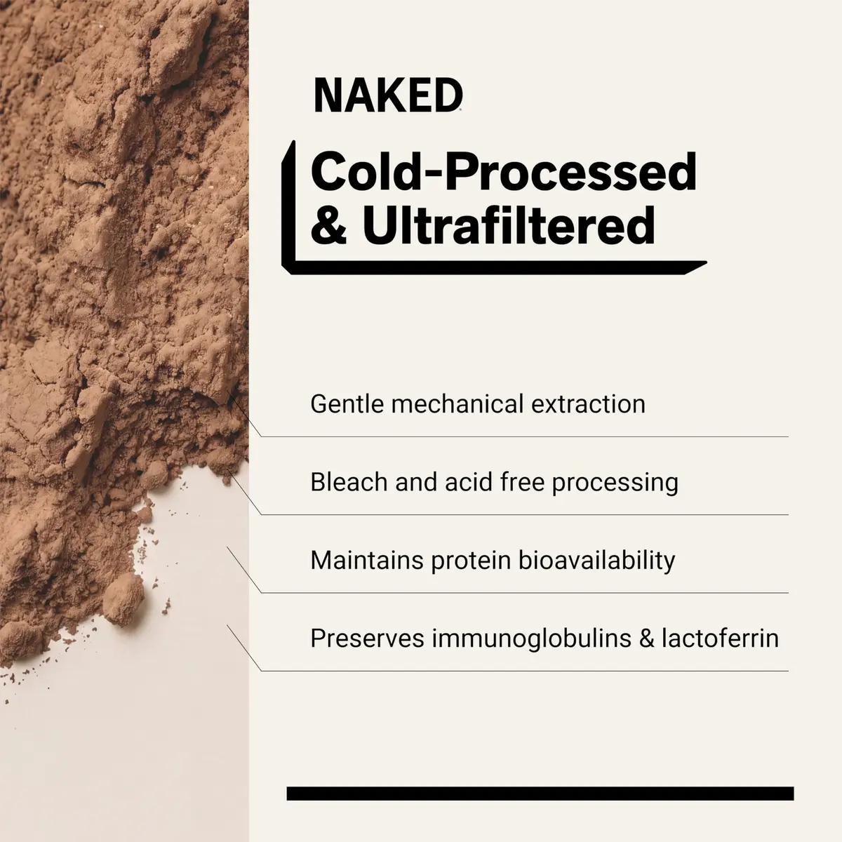 NAKED Chocolate Whey Protein Powder 1LB (454g) | NSF Certified Grass Fed Protein for Muscle Recovery - view 4
