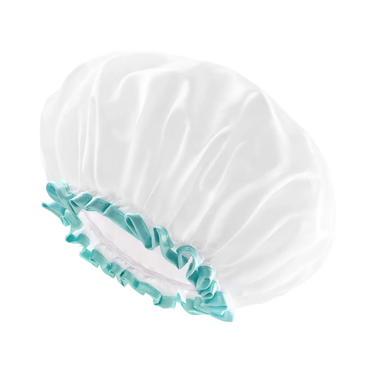 mikimini White Shower Cap 2 Pack | Double Waterproof, Reusable, Washable, Comfortable - view 9
