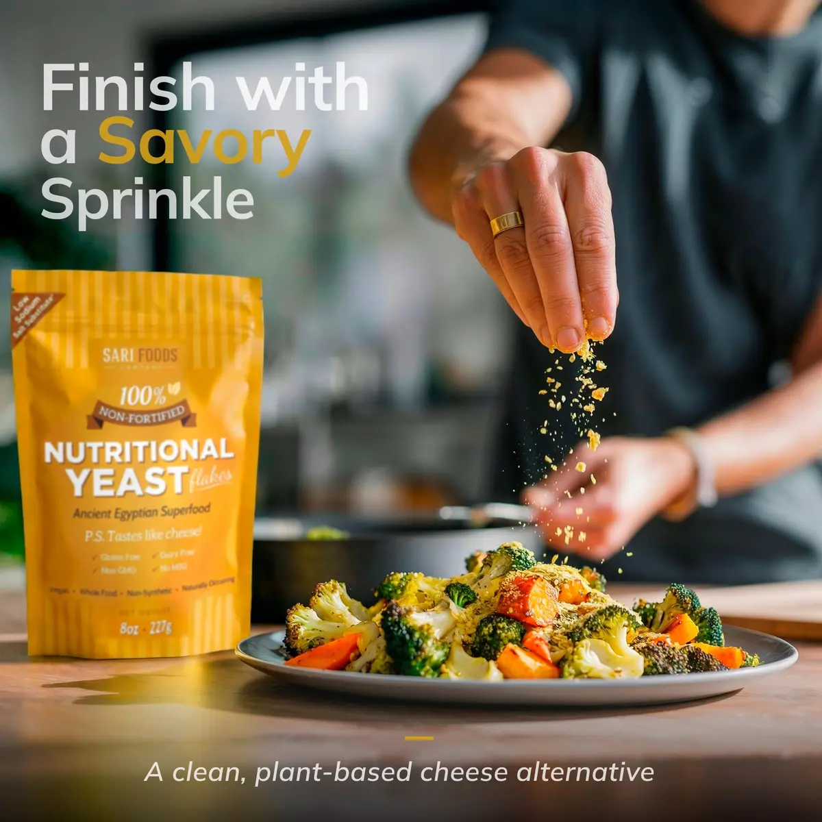 Sari Foods Co Nutritional Yeast Flakes 24 oz (680 g) | Non-Fortified Vegan Superfood Seasoning - view 3