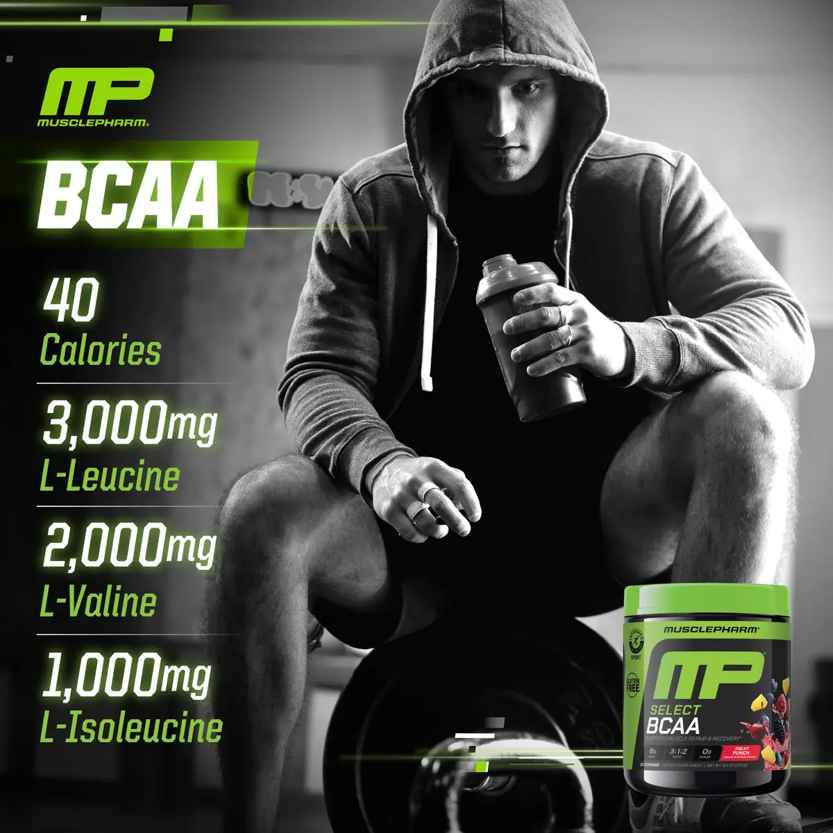 Muscle Pharm Select BCAA Powder | Fruit Punch | 9.5 Ounce (Pack of 1) | Supports Lean Muscle & Recovery - view 5
