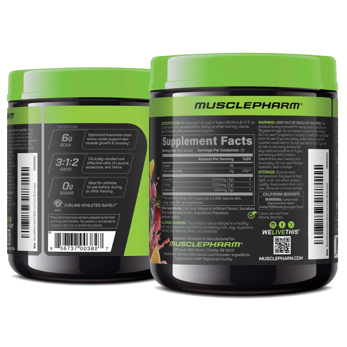 Muscle Pharm Select BCAA Powder | Fruit Punch | 9.5 Ounce (Pack of 1) | Supports Lean Muscle & Recovery - view 8