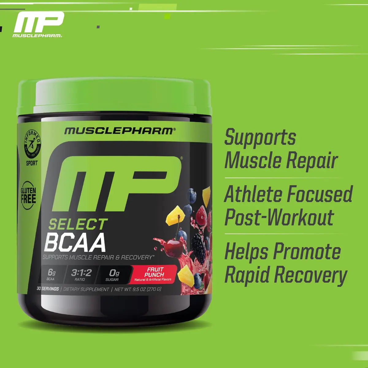 Muscle Pharm Select BCAA Powder | Fruit Punch | 9.5 Ounce (Pack of 1) | Supports Lean Muscle & Recovery - view 4